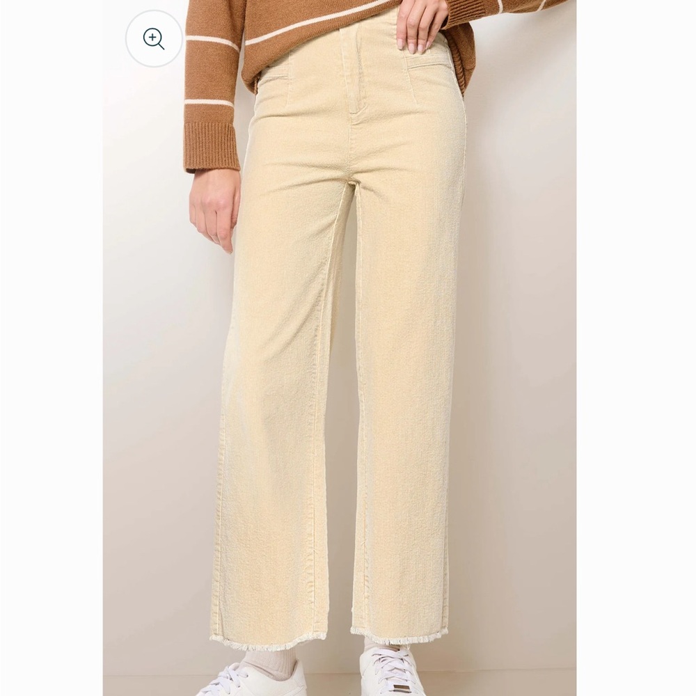 Mineral washed raw edge hem corduroy pant